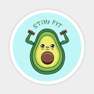 Stay Fit, cute avocado lifting weights Magnet